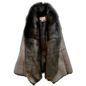 Women's Sabine Faux Suede Fur Vest Size XS Shawl Collar, Anthropologie